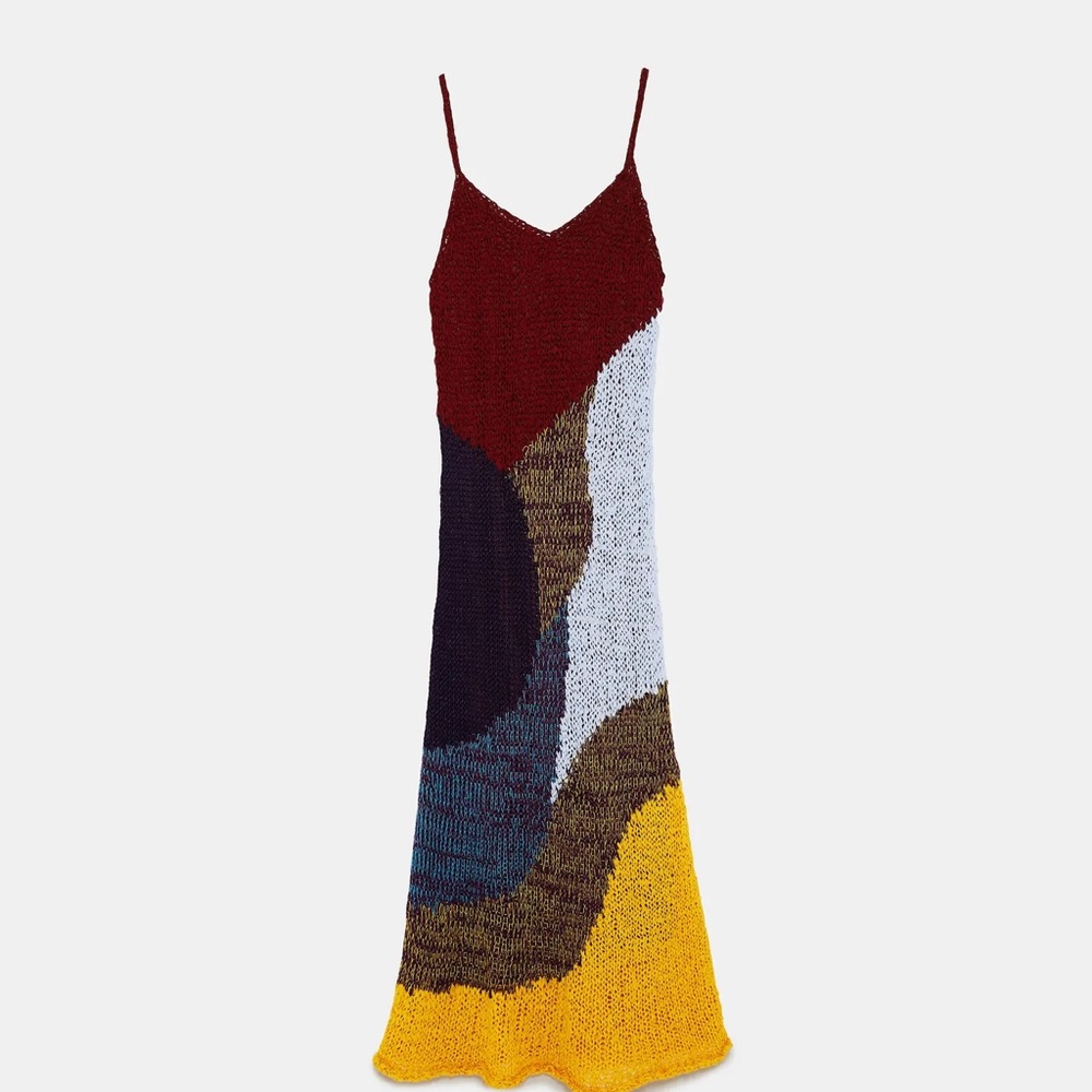 ZARA Colorblock Multicolor Knit Dress